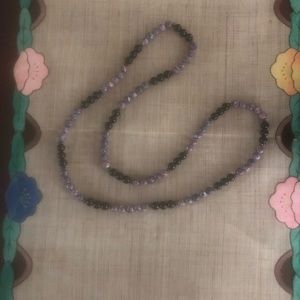 Black onyx and purple agate bead eternity necklace